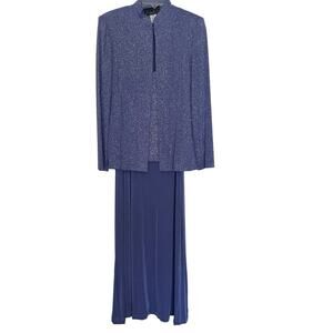 Alex Evenings 2 pc Midi Jacket Dress size 8 Bride Groom Metallic Purple